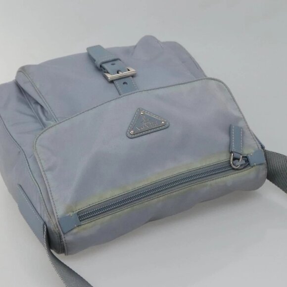 PRADA Shoulder Bag Nylon Light Blue Silver Auth - Picture 6 of 16